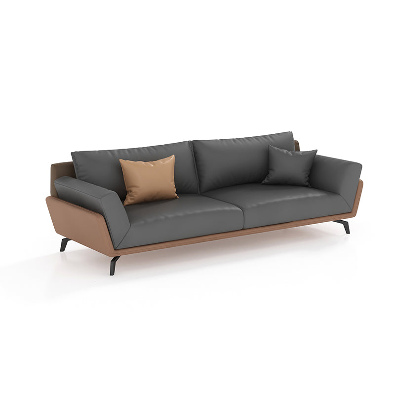 Black Faux Leather Flared Arm Chesterfield Sofa Industrial Style Seating 3-Seater Sofa Clearhalo 'furn' 'furn_sofas' 'Furniture' 'Living Room Furniture' 'Sofa' 'sofas' 6985610