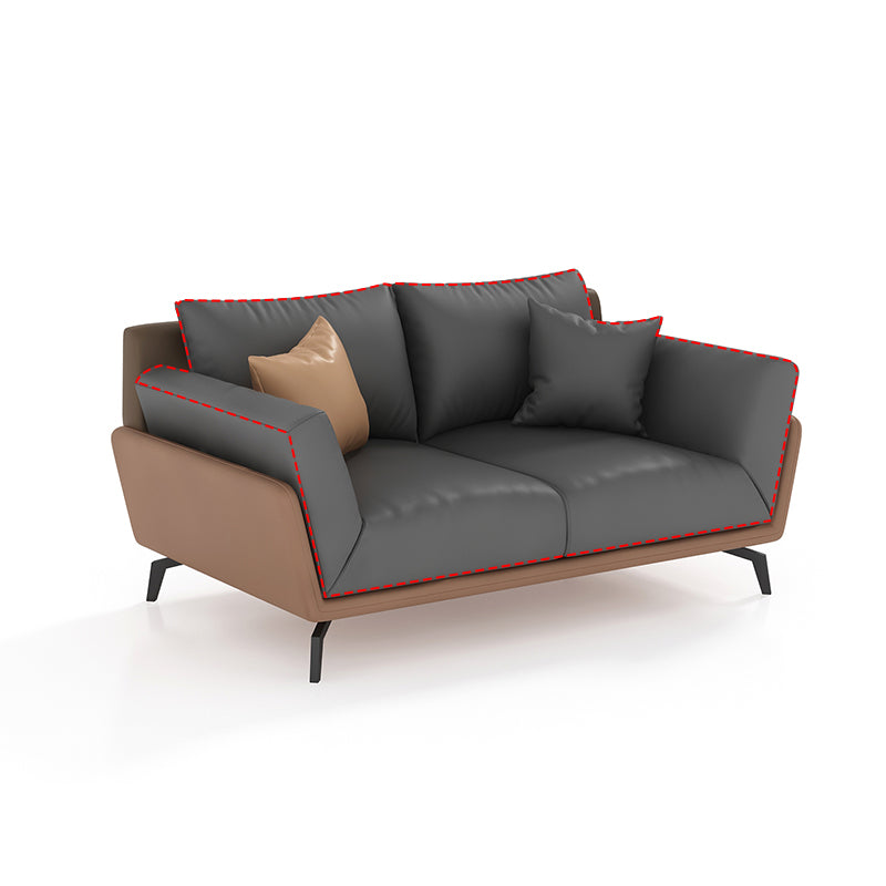 Black Faux Leather Flared Arm Chesterfield Sofa Industrial Style Seating 2-Seater Sofa Genuine Leather Clearhalo 'furn' 'furn_sofas' 'Furniture' 'Living Room Furniture' 'Sofa' 'sofas' 6985611