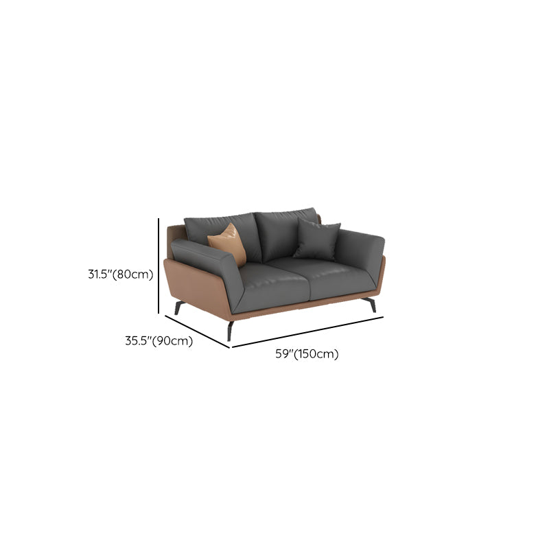 Black Faux Leather Flared Arm Chesterfield Sofa Industrial Style Seating Clearhalo 'furn' 'furn_sofas' 'Furniture' 'Living Room Furniture' 'Sofa' 'sofas' 6985614