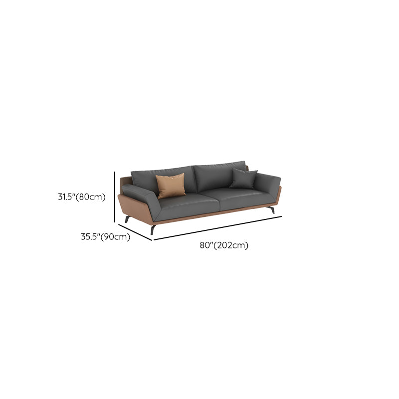 Black Faux Leather Flared Arm Chesterfield Sofa Industrial Style Seating Clearhalo 'furn' 'furn_sofas' 'Furniture' 'Living Room Furniture' 'Sofa' 'sofas' 6985615