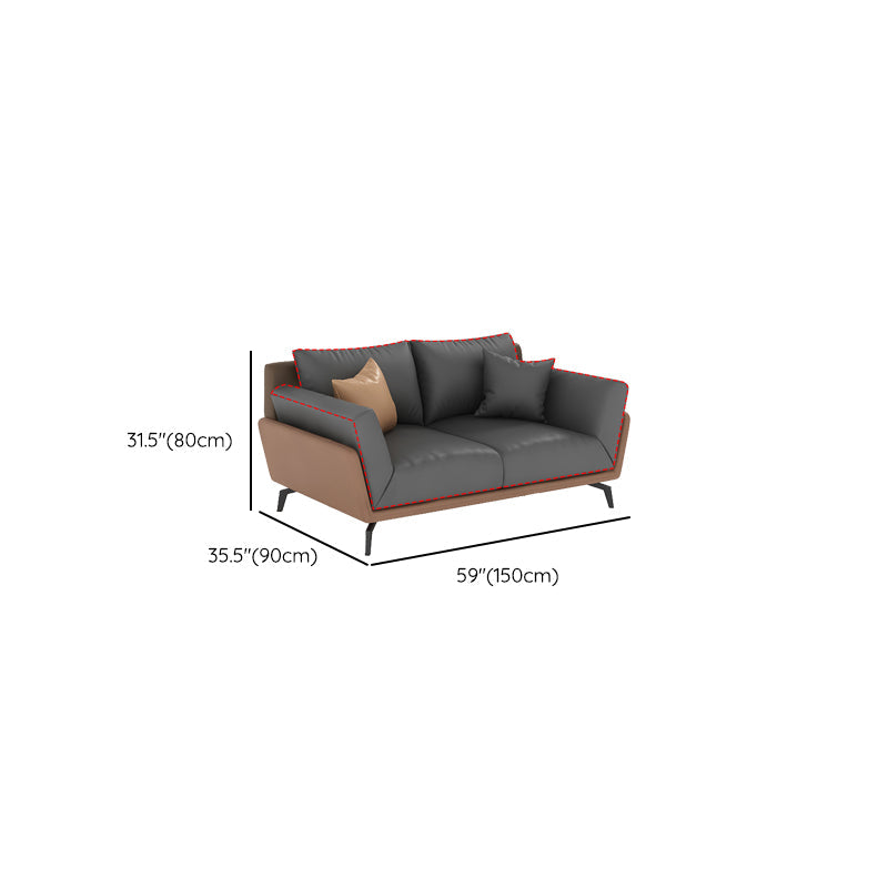 Black Faux Leather Flared Arm Chesterfield Sofa Industrial Style Seating Clearhalo 'furn' 'furn_sofas' 'Furniture' 'Living Room Furniture' 'Sofa' 'sofas' 6985617