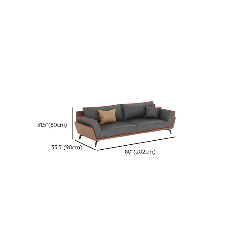 Black Faux Leather Flared Arm Chesterfield Sofa Industrial Style Seating Clearhalo 'furn' 'furn_sofas' 'Furniture' 'Living Room Furniture' 'Sofa' 'sofas' 6985618