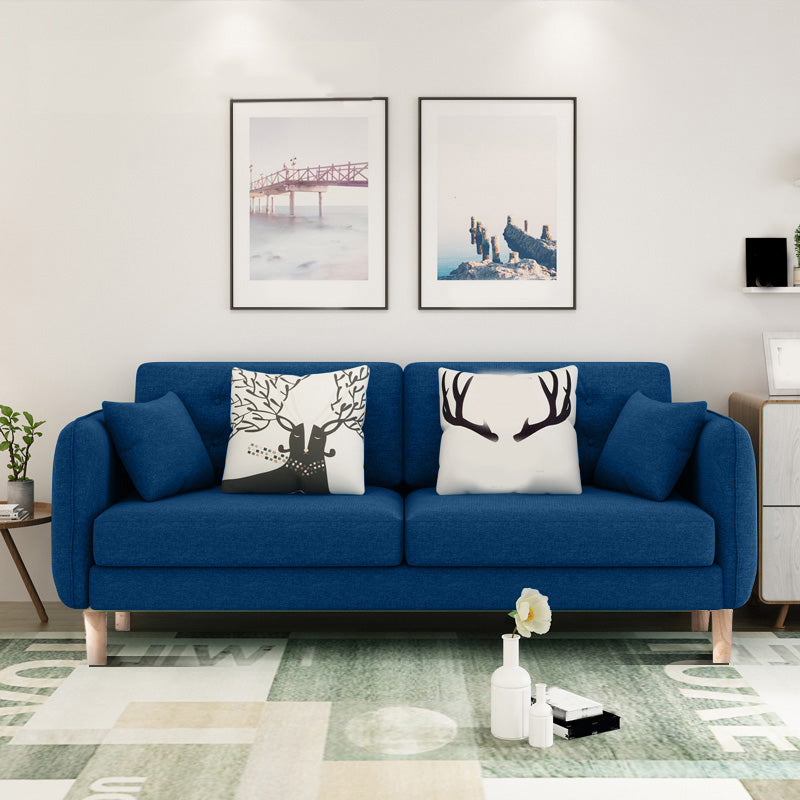 Linen Chesterfield Sofa Living Room Loose Back with 4 Legs Seating Blue Cotton and Linen Clearhalo 'furn' 'furn_sofas' 'Furniture' 'Living Room Furniture' 'Sofa' 'sofas' 6985620