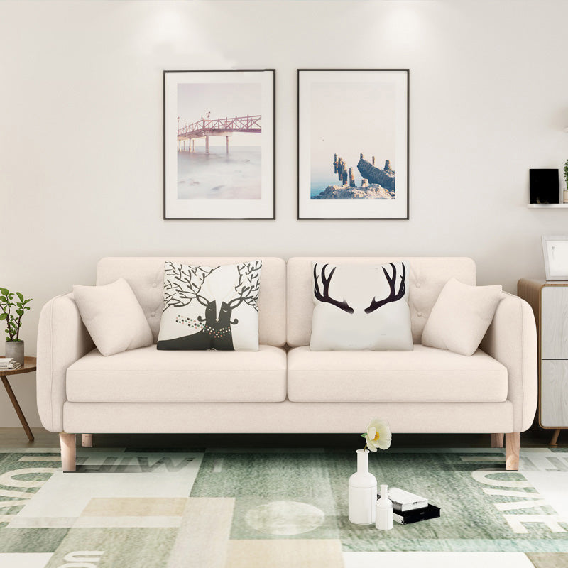 Linen Chesterfield Sofa Living Room Loose Back with 4 Legs Seating Off-White Cotton and Linen Clearhalo 'furn' 'furn_sofas' 'Furniture' 'Living Room Furniture' 'Sofa' 'sofas' 6985623