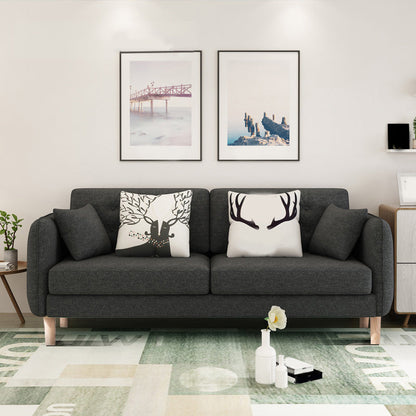 Linen Chesterfield Sofa Living Room Loose Back with 4 Legs Seating Dark Gray Cotton and Linen Clearhalo 'furn' 'furn_sofas' 'Furniture' 'Living Room Furniture' 'Sofa' 'sofas' 6985625