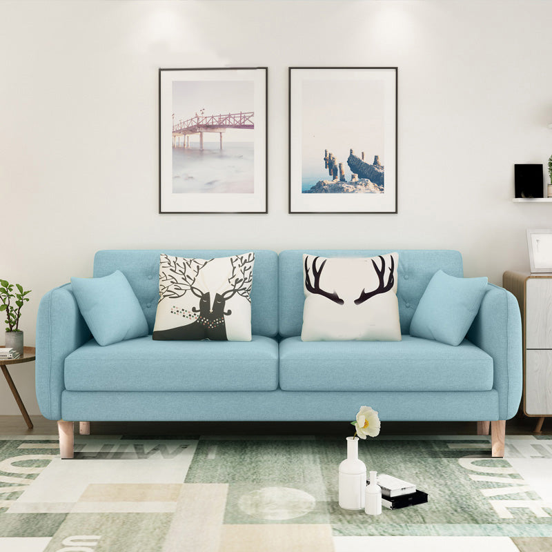 Linen Chesterfield Sofa Living Room Loose Back with 4 Legs Seating Mint Green Cotton and Linen Clearhalo 'furn' 'furn_sofas' 'Furniture' 'Living Room Furniture' 'Sofa' 'sofas' 6985629