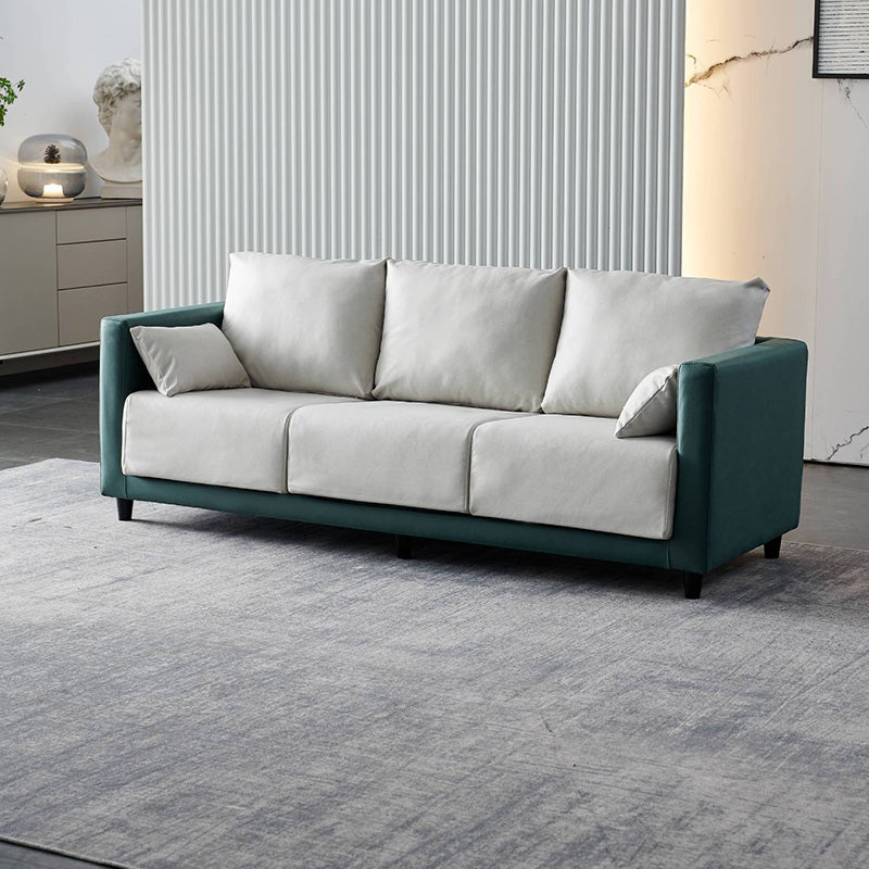Mid-Century Modern Faux Leather Loose Back Seating Hair Pin Legs Sofa for Living Room Green Tech Cloth Clearhalo 'furn' 'furn_sofas' 'Furniture' 'Living Room Furniture' 'Sofa' 'sofas' 6985637