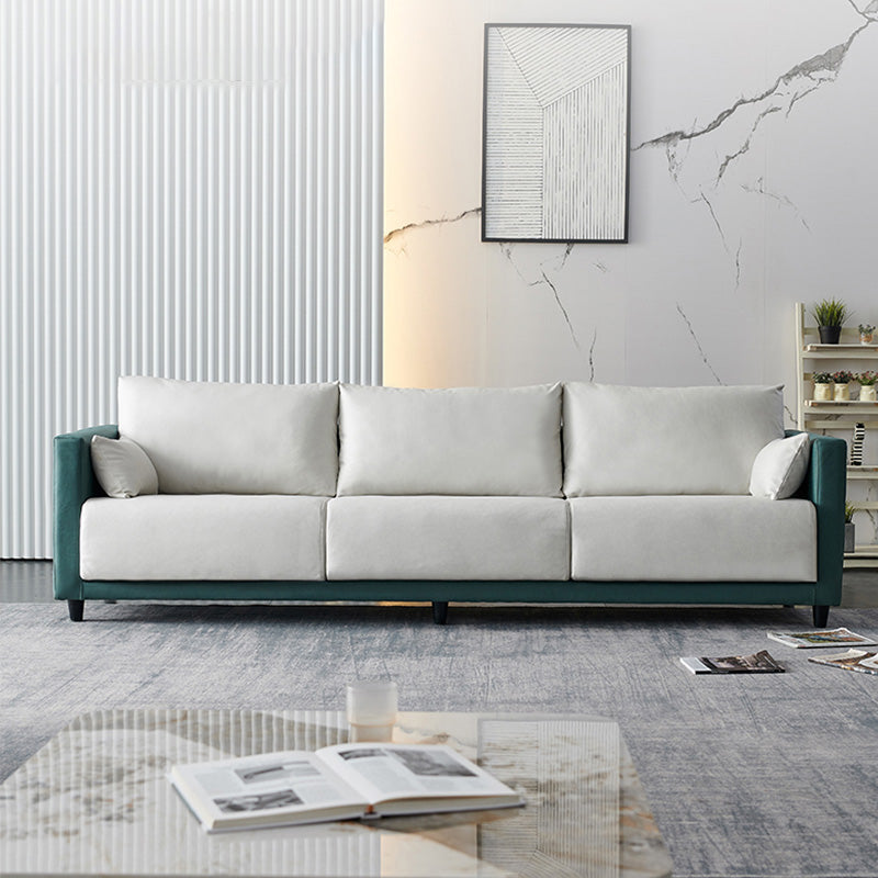 Mid-Century Modern Faux Leather Loose Back Seating Hair Pin Legs Sofa for Living Room Clearhalo 'furn' 'furn_sofas' 'Furniture' 'Living Room Furniture' 'Sofa' 'sofas' 6985642