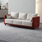 Mid-Century Modern Faux Leather Loose Back Seating Hair Pin Legs Sofa for Living Room Burgundy-White Cotton and Linen Clearhalo 'furn' 'furn_sofas' 'Furniture' 'Living Room Furniture' 'Sofa' 'sofas' 6985646