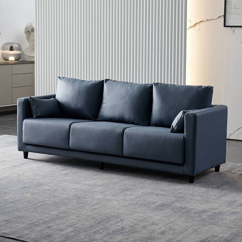 Mid-Century Modern Faux Leather Loose Back Seating Hair Pin Legs Sofa for Living Room Dark Gray Tech Cloth Clearhalo 'furn' 'furn_sofas' 'Furniture' 'Living Room Furniture' 'Sofa' 'sofas' 6985658