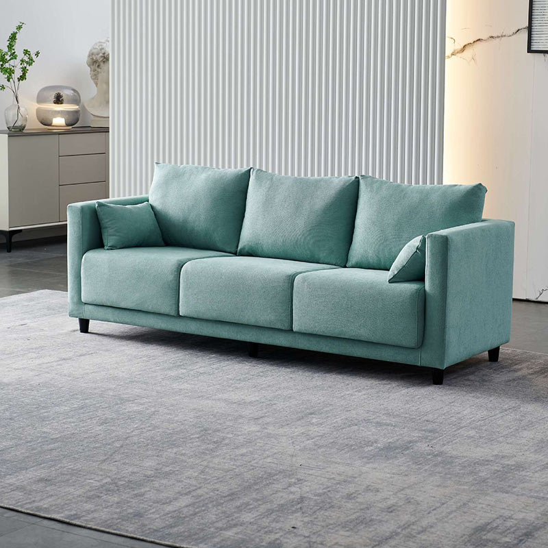 Mid-Century Modern Faux Leather Loose Back Seating Hair Pin Legs Sofa for Living Room Green Cotton and Linen Clearhalo 'furn' 'furn_sofas' 'Furniture' 'Living Room Furniture' 'Sofa' 'sofas' 6985661