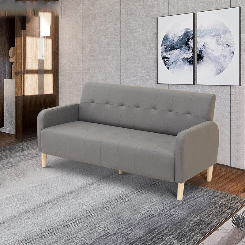 Scandinavian Settee Tufted Square Arm Living Room 3 Seater Seating Grey Tech Cloth Clearhalo 'furn' 'furn_sofas' 'Furniture' 'Living Room Furniture' 'Sofa' 'sofas' 6985665