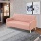 Scandinavian Settee Tufted Square Arm Living Room 3 Seater Seating Pink Tech Cloth Clearhalo 'furn' 'furn_sofas' 'Furniture' 'Living Room Furniture' 'Sofa' 'sofas' 6985669
