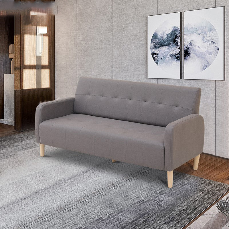 Scandinavian Settee Tufted Square Arm Living Room 3 Seater Seating Smoke Gray Tech Cloth Clearhalo 'furn' 'furn_sofas' 'Furniture' 'Living Room Furniture' 'Sofa' 'sofas' 6985677