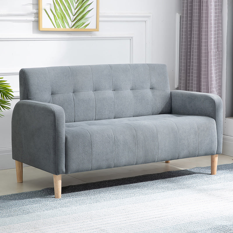 Scandinavian Settee Tufted Square Arm Living Room 3 Seater Seating Light Gray Flannel Clearhalo 'furn' 'furn_sofas' 'Furniture' 'Living Room Furniture' 'Sofa' 'sofas' 6985680