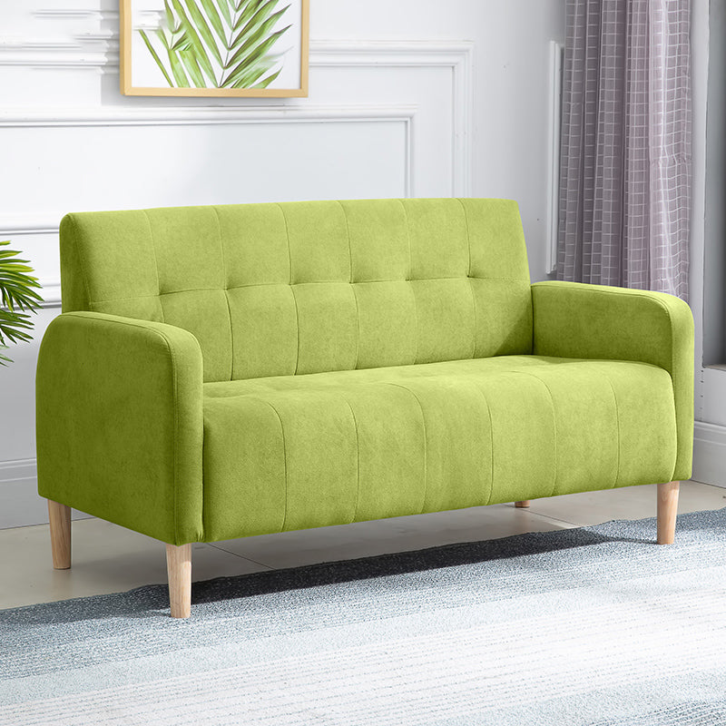 Scandinavian Settee Tufted Square Arm Living Room 3 Seater Seating Green Flannel Clearhalo 'furn' 'furn_sofas' 'Furniture' 'Living Room Furniture' 'Sofa' 'sofas' 6985683