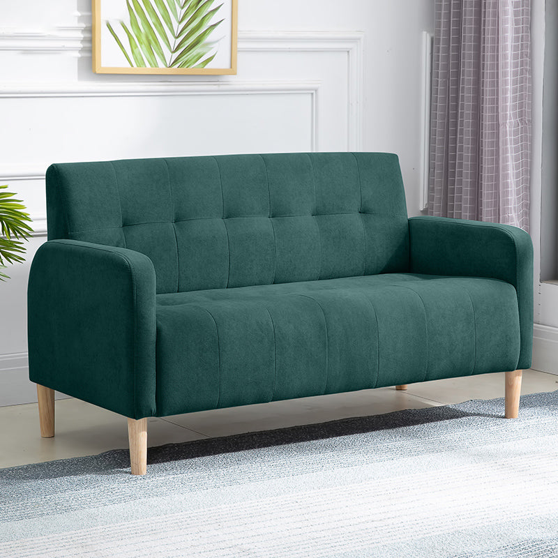 Scandinavian Settee Tufted Square Arm Living Room 3 Seater Seating Blackish Green Flannel Clearhalo 'furn' 'furn_sofas' 'Furniture' 'Living Room Furniture' 'Sofa' 'sofas' 6985685