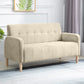 Scandinavian Settee Tufted Square Arm Living Room 3 Seater Seating Beige Flannel Clearhalo 'furn' 'furn_sofas' 'Furniture' 'Living Room Furniture' 'Sofa' 'sofas' 6985686