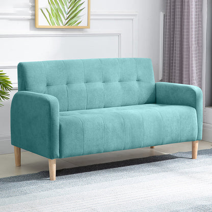 Scandinavian Settee Tufted Square Arm Living Room 3 Seater Seating Mint Green Flannel Clearhalo 'furn' 'furn_sofas' 'Furniture' 'Living Room Furniture' 'Sofa' 'sofas' 6985687