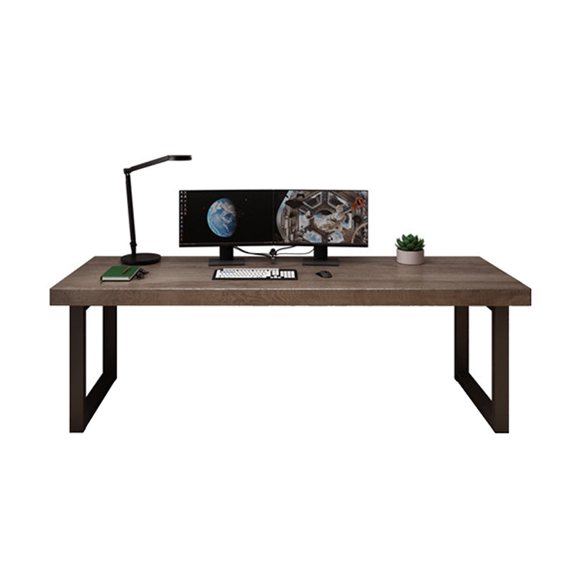 Modern Solid Wood Office Desk Rectangular Shape Task Desk with 2-Legs in Brown Clearhalo 'furn' 'furn_office_desk' 'Furniture' 'Office Desks' 'Office Furniture' 'office_desk' 6985694