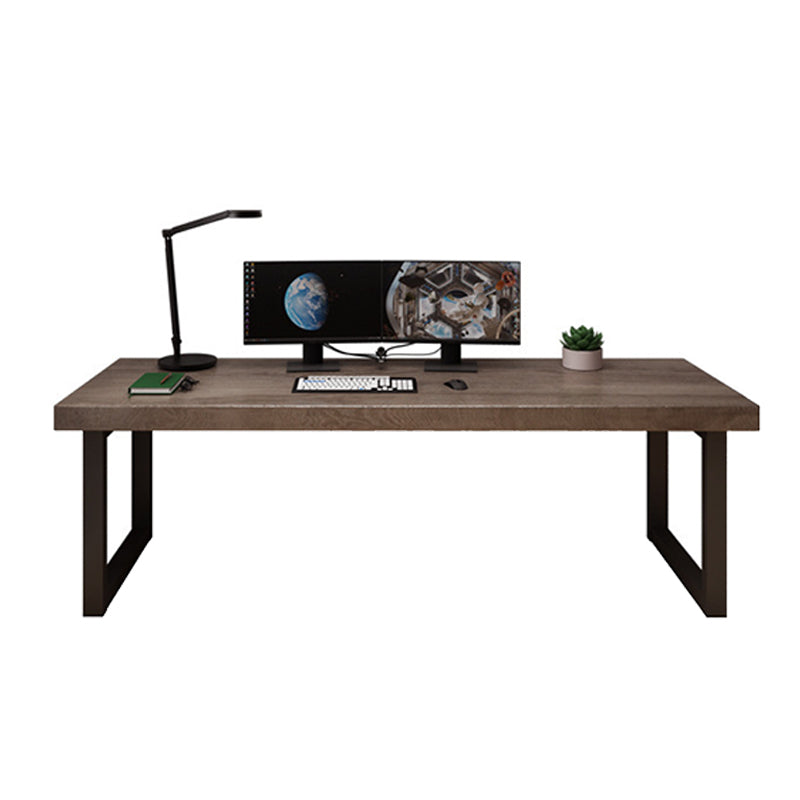 Modern Solid Wood Office Desk Rectangular Shape Task Desk with 2-Legs in Brown Clearhalo 'furn' 'furn_office_desk' 'Furniture' 'Office Desks' 'Office Furniture' 'office_desk' 6985698