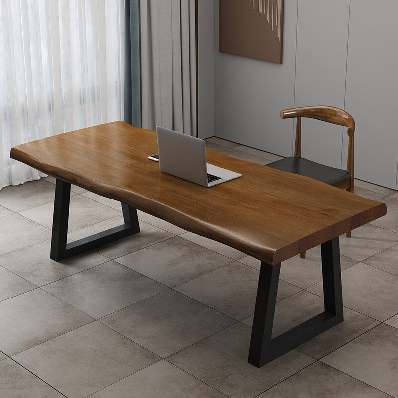 Modern Solid Wood Office Desk Irregular Shape Task Desk with 2-Legs for Office Clearhalo 'furn' 'furn_office_desk' 'Furniture' 'Office Desks' 'Office Furniture' 'office_desk' 6985714