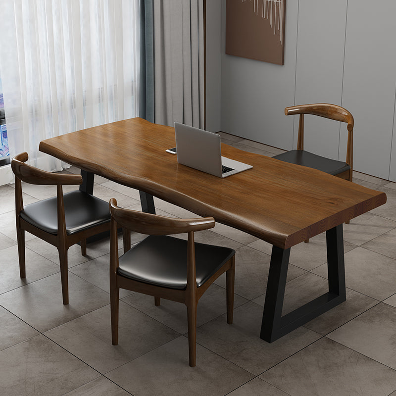 Modern Solid Wood Office Desk Irregular Shape Task Desk with 2-Legs for Office Clearhalo 'furn' 'furn_office_desk' 'Furniture' 'Office Desks' 'Office Furniture' 'office_desk' 6985716