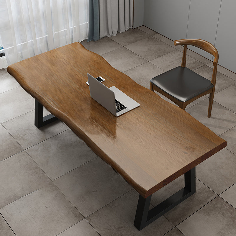 Modern Solid Wood Office Desk Irregular Shape Task Desk with 2-Legs for Office Clearhalo 'furn' 'furn_office_desk' 'Furniture' 'Office Desks' 'Office Furniture' 'office_desk' 6985717