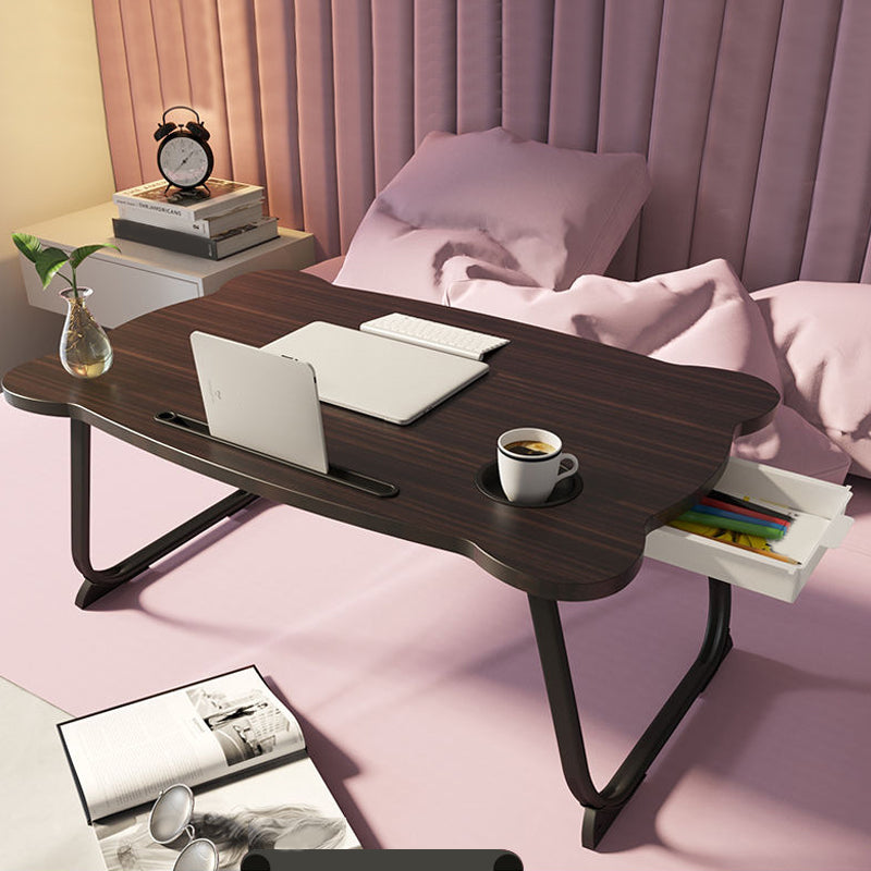 Folding Writing Desk Irregular Shape Task Desks with 2-Legs for Home Black Free Form 1 Clearhalo 'furn' 'furn_office_desk' 'Furniture' 'Office Desks' 'Office Furniture' 'office_desk' 6985785
