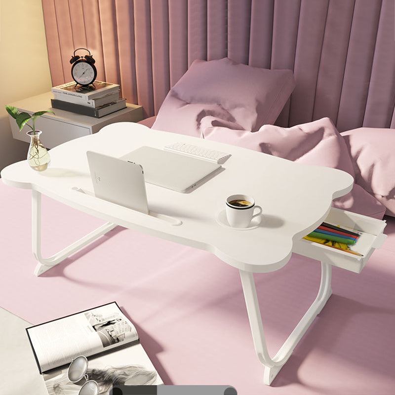 Folding Writing Desk Irregular Shape Task Desks with 2-Legs for Home White Free Form 1 Clearhalo 'furn' 'furn_office_desk' 'Furniture' 'Office Desks' 'Office Furniture' 'office_desk' 6985787