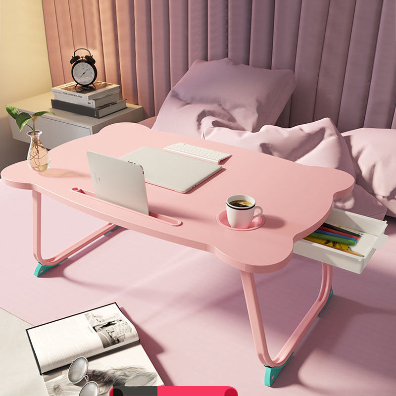 Folding Writing Desk Irregular Shape Task Desks with 2-Legs for Home Pink Free Form 1 Clearhalo 'furn' 'furn_office_desk' 'Furniture' 'Office Desks' 'Office Furniture' 'office_desk' 6985789