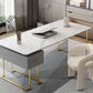 Rectangular Shaped Office Task Desk Stone Writing Desk in White for Office