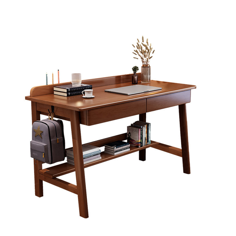 Rectangular Shaped Home Working Table Wood Writing Desk in Brown/White/Natural Walnut Clearhalo 'furn' 'furn_office_desk' 'Furniture' 'Office Desks' 'Office Furniture' 'office_desk' 6985902