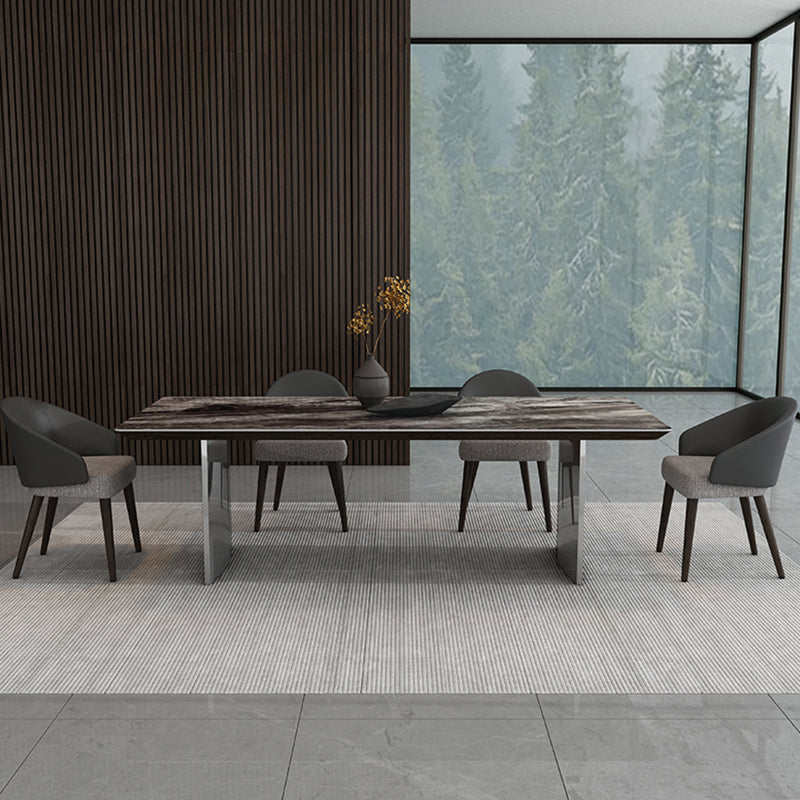 Glam Dinette Set voor eetkamer 1/4/5/7 pc's glanzende grijze eettafel set