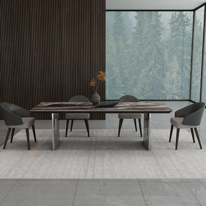 Glam Dinette Set voor eetkamer 1/4/5/7 pc's glanzende grijze eettafel set