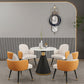 Glam Dining Table Set with Padded Chairs 1/2/5 Pcs White Stone Dining Set for Home