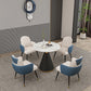 Glam Dining Table Set with Padded Chairs 1/2/5 Pcs White Stone Dining Set for Home
