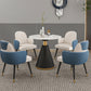 Glam Dining Table Set with Padded Chairs 1/2/5 Pcs White Stone Dining Set for Home