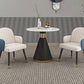Glam Dining Table Set with Padded Chairs 1/2/5 Pcs White Stone Dining Set for Home