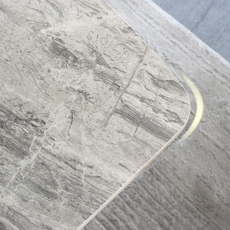 Modern Dinette Set with Solid Back Chairs 1/4/5/6/7 Pcs Gray Stone Dining Table Set