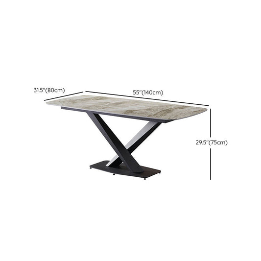 Juego de comedor moderno con sólidas sólidas 1/4/5/6/7 PCS Juego de mesa de comedor de piedra gris