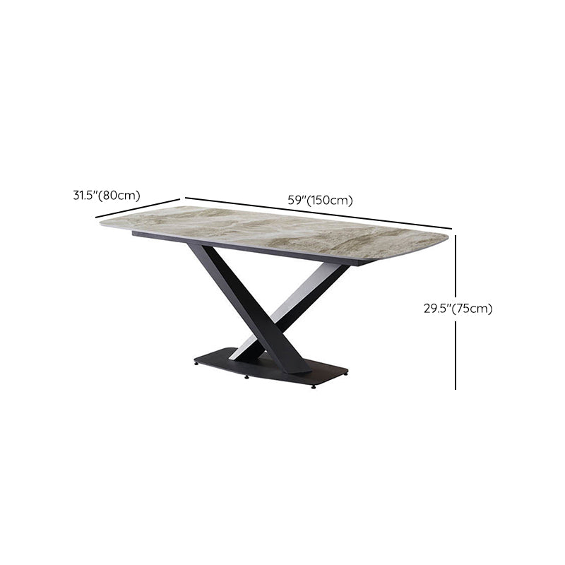 Modern Dinette Set with Solid Back Chairs 1/4/5/6/7 Pcs Gray Stone Dining Table Set