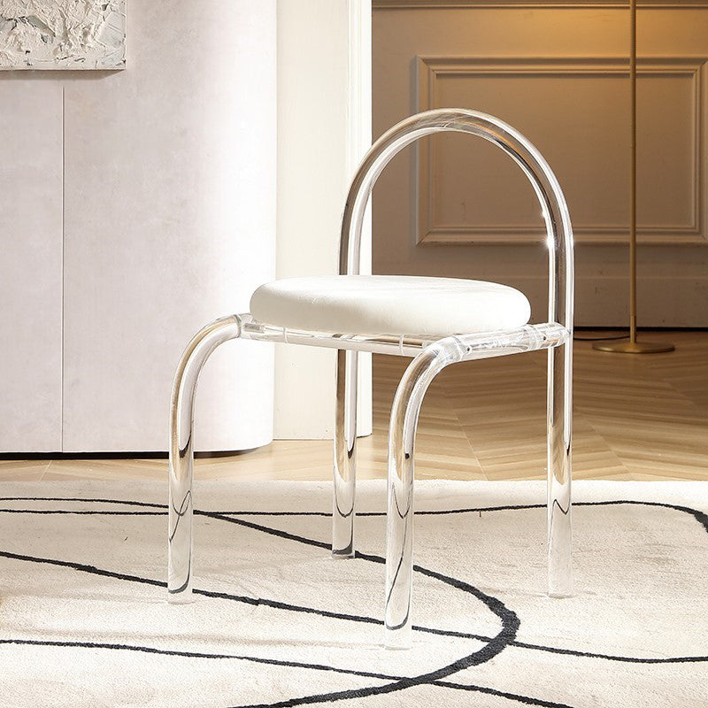 Glam Dining Table Set with Acrylic Base 1/5/7 Pcs Dinette Set with White Chairs 1 White Chair Clearhalo 'Dining Room Sets' 'Dining Tables & Seating' 'dining_room_set' 'furn' 'furn_dining_room_set' 'Furniture' 'Kitchen & Dining Furniture' 6986161