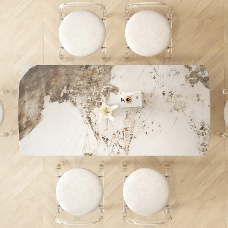 Glam Dining Table Set with Acrylic Base 1/5/7 Pcs Dinette Set with White Chairs Clearhalo 'Dining Room Sets' 'Dining Tables & Seating' 'dining_room_set' 'furn' 'furn_dining_room_set' 'Furniture' 'Kitchen & Dining Furniture' 6986163