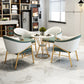 Contemporary Round Dining Table Set 1/2/5 Pcs Stone Top Dinette Set for Home 5 Pieces: Table, 4 Green Chairs Clearhalo 'Dining Room Sets' 'Dining Tables & Seating' 'dining_room_set' 'furn' 'furn_dining_room_set' 'Furniture' 'Kitchen & Dining Furniture' 6986173