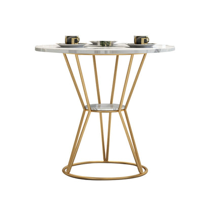 Contemporary Round Dining Table Set 1/2/5 Pcs Stone Top Dinette Set for Home White 31"L x 31"W Clearhalo 'Dining Room Sets' 'Dining Tables & Seating' 'dining_room_set' 'furn' 'furn_dining_room_set' 'Furniture' 'Kitchen & Dining Furniture' 6986181