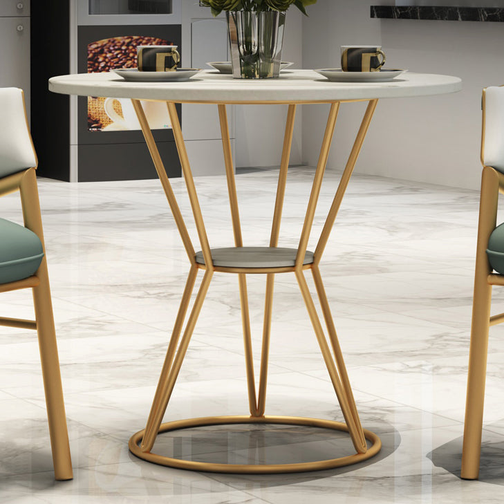 Contemporary Round Dining Table Set 1/2/5 Pcs Stone Top Dinette Set for Home Clearhalo 'Dining Room Sets' 'Dining Tables & Seating' 'dining_room_set' 'furn' 'furn_dining_room_set' 'Furniture' 'Kitchen & Dining Furniture' 6986184