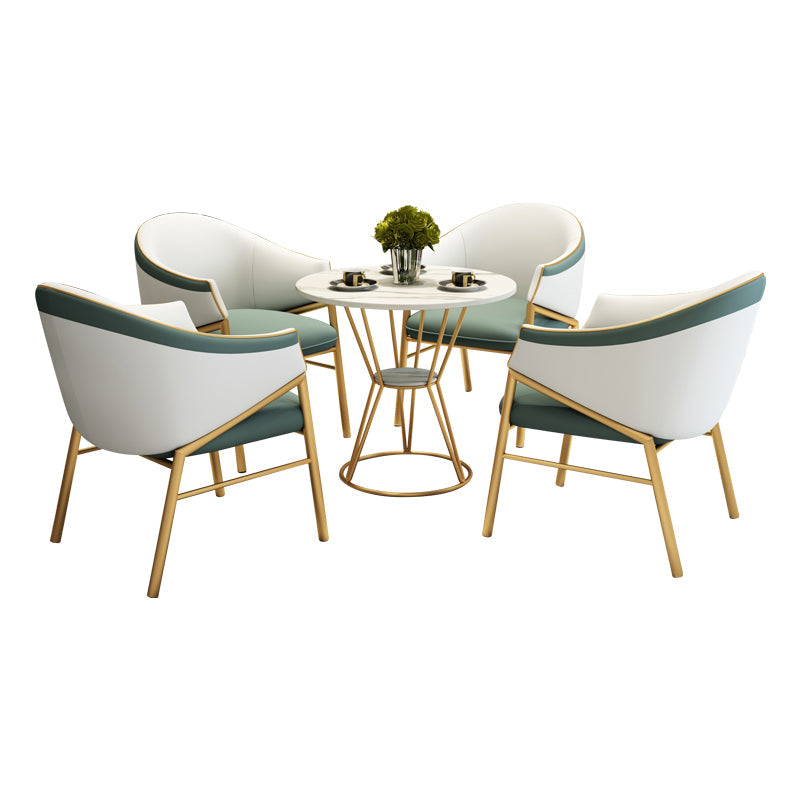 Contemporary Round Dining Table Set 1/2/5 Pcs Stone Top Dinette Set for Home Clearhalo 'Dining Room Sets' 'Dining Tables & Seating' 'dining_room_set' 'furn' 'furn_dining_room_set' 'Furniture' 'Kitchen & Dining Furniture' 6986185