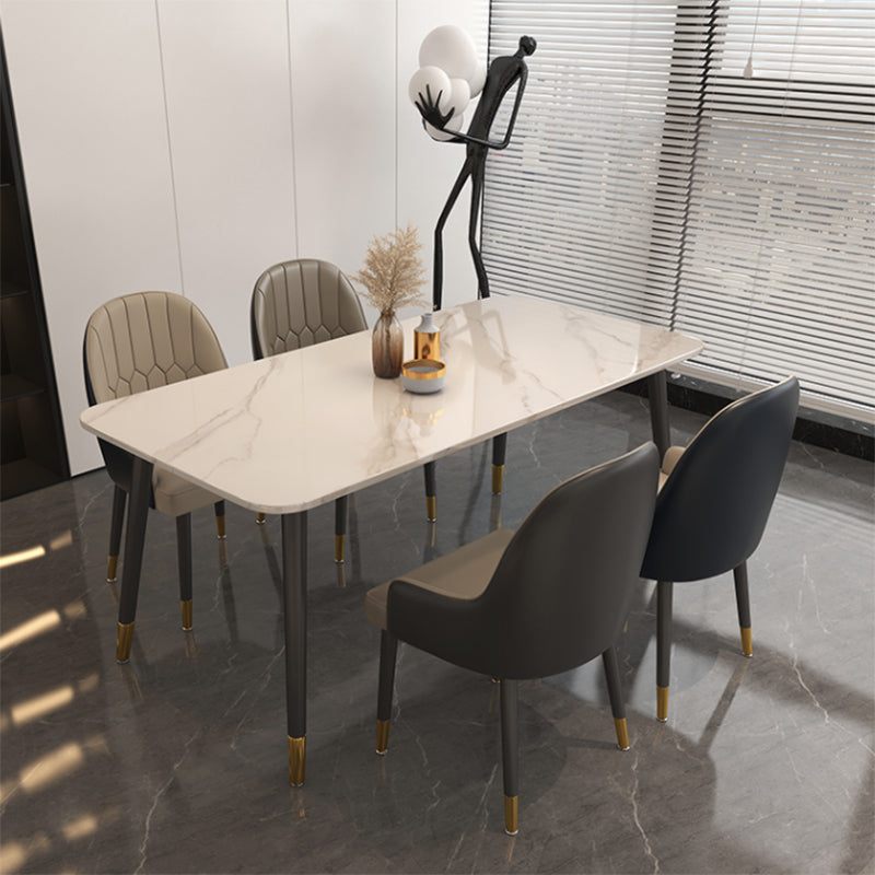 Glossy White Dining Table Set 1/5/7 Pieces Glam Dinette Set for Kitchen Clearhalo 'Dining Room Sets' 'Dining Tables & Seating' 'dining_room_set' 'furn' 'furn_dining_room_set' 'Furniture' 'Kitchen & Dining Furniture' 6986275