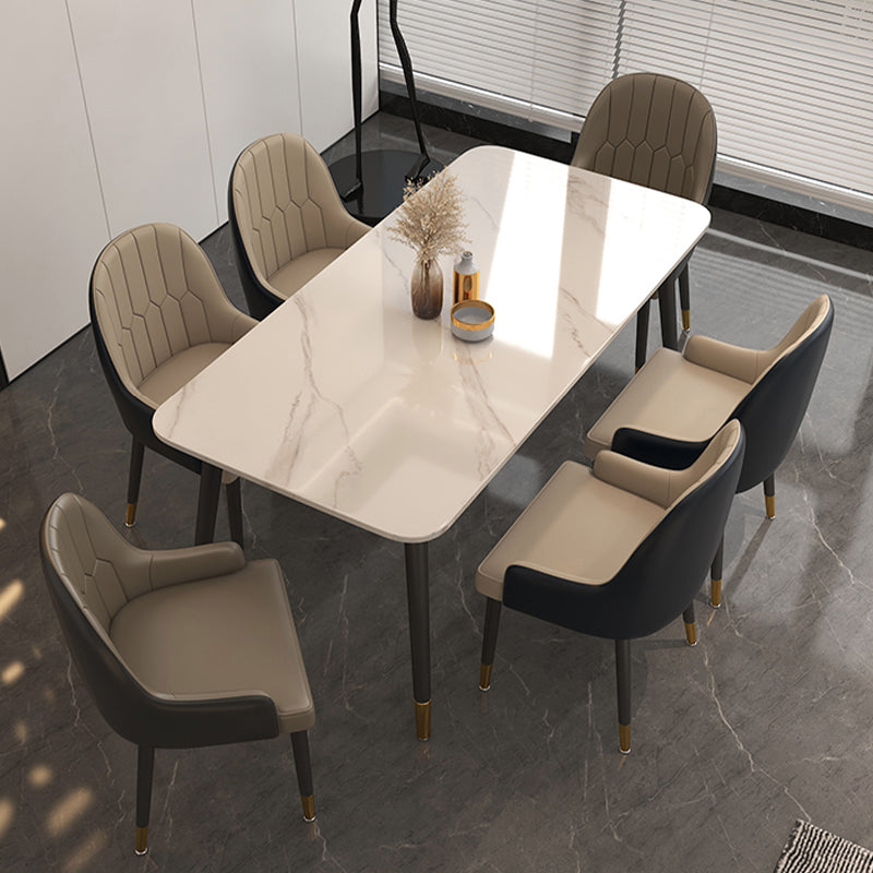 Glossy White Dining Table Set 1/5/7 Pieces Glam Dinette Set for Kitchen Clearhalo 'Dining Room Sets' 'Dining Tables & Seating' 'dining_room_set' 'furn' 'furn_dining_room_set' 'Furniture' 'Kitchen & Dining Furniture' 6986276